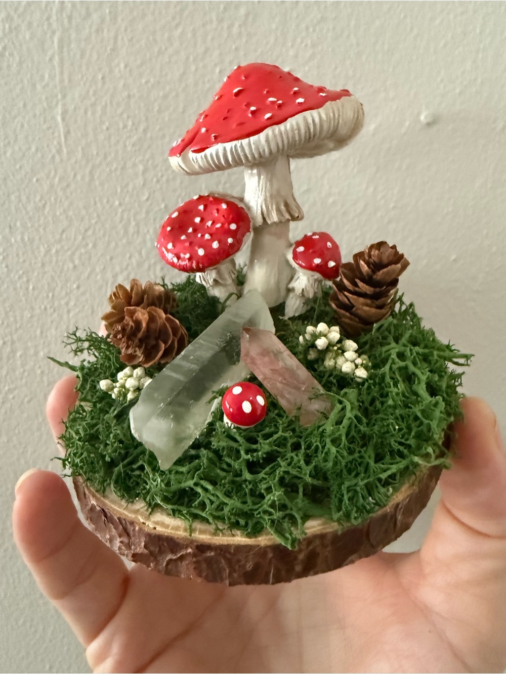 Handcrafted Red Toadstool Mushroom Terrarium Accent